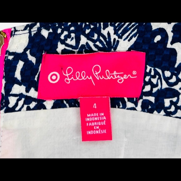 Lilly Pulitzer For Target Womens 4 Dress Blue White Upstream Fish Shift EUC - Picture 6 of 11
